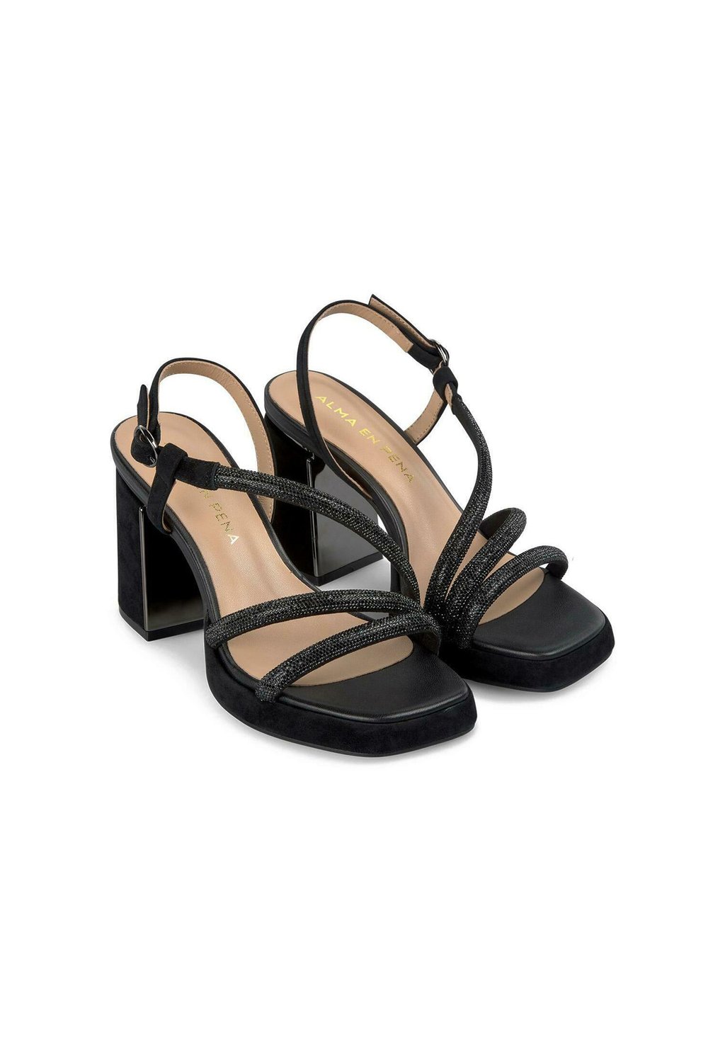Босоножки на платформе CON ANCHO Y CIERRE CON HEBILLA - High heeled sandals Alma en Pena, черный — фото 3