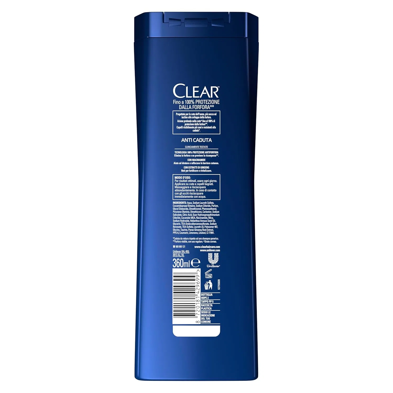 Мужской укрепляющий шампунь от перхоти «Anti Hairfall» от Clear Men, 2 x 360 мл Clear — фото 3