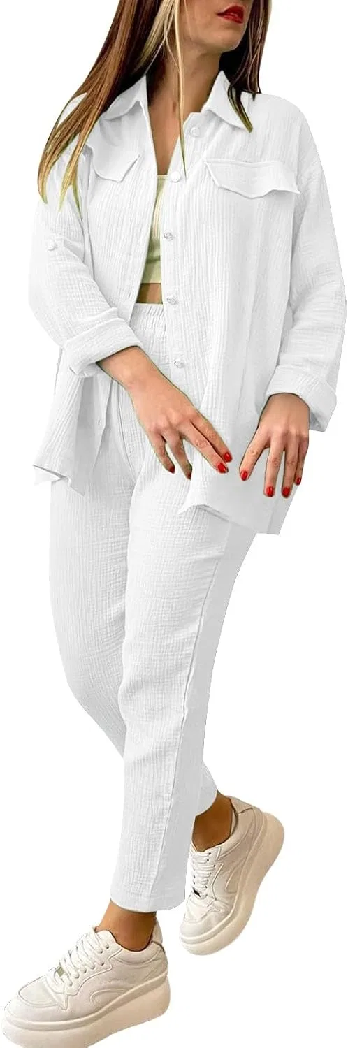 Блуза, оверсайз, с отложным воротником, женская, Casual Set, белый — фото 4