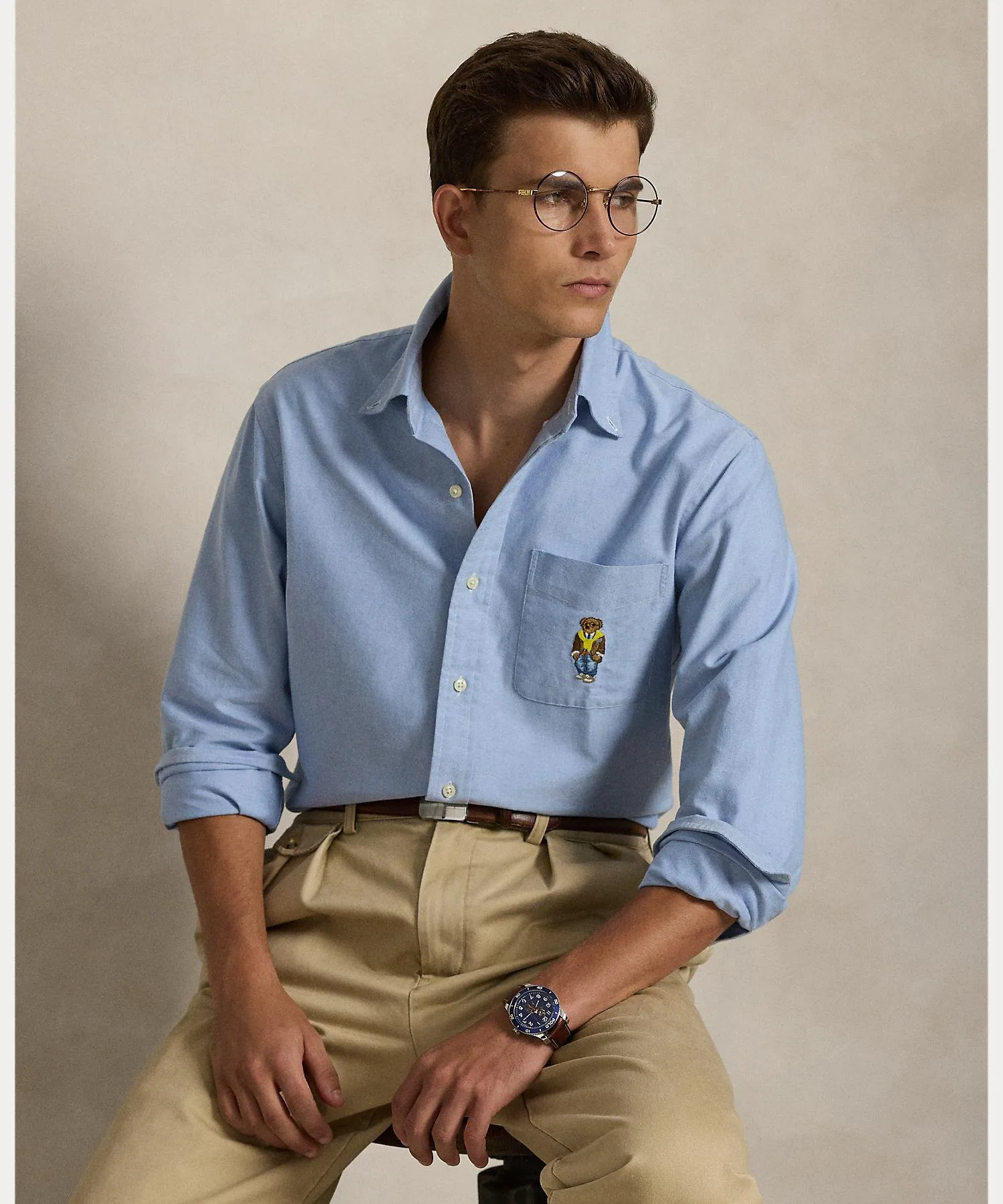 Классическая рубашка Polo Bear Oxford Polo Ralph Lauren, 400 Blue