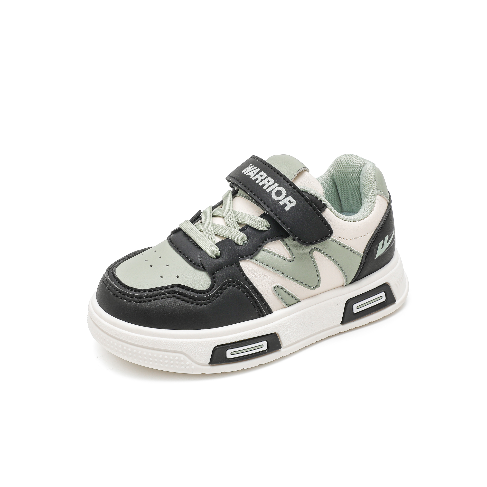 

Детские кроссовки для скейтбординга Girls' Athletic Shoes Fabric, легкие, с амортизацией, противоскользящие, с защитой от ударов, низкие WARRIOR, бежевый/черный/зеленый