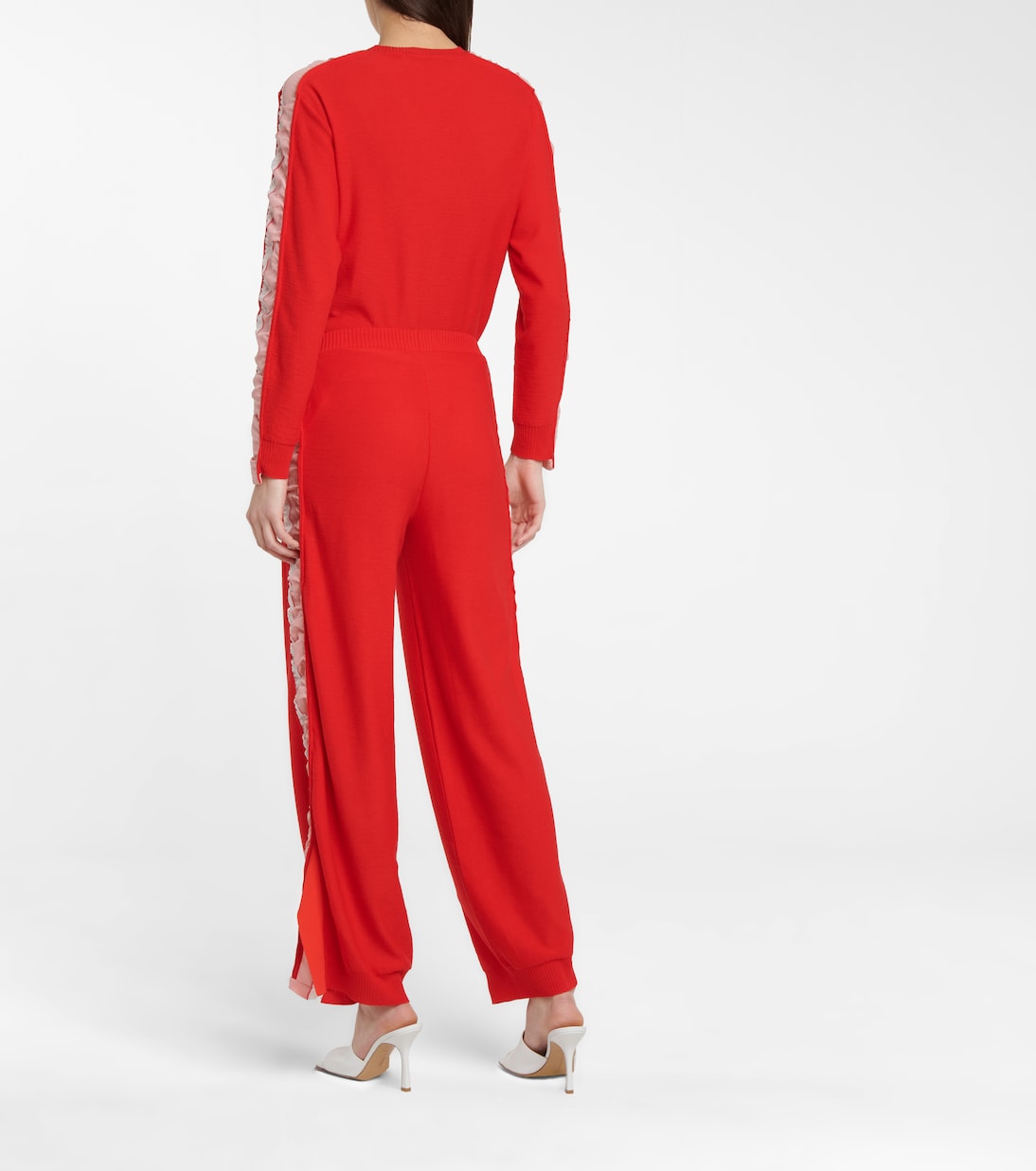 Шерстяные спортивные брюки с шелковой отделкой Stella McCartney, Power Red — фото 3