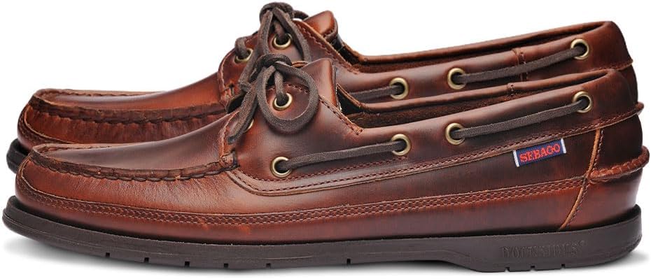 

Водонепроницаемые лодочные туфли Sebago Schooner - кожаные мокасины для мужчин с 360-градусной шнуровкой из сыромятной кожи и подошвой, не оставляющей следов и противоскользящей, коричневый