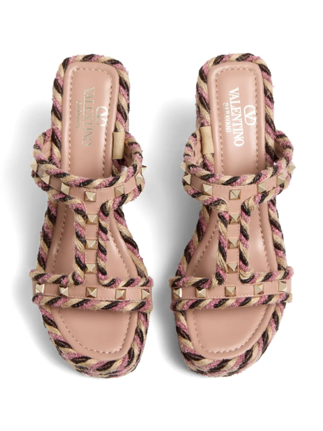 Valentino Garavani босоножки Rockstud 90 на танкетке, нейтральный — фото 4