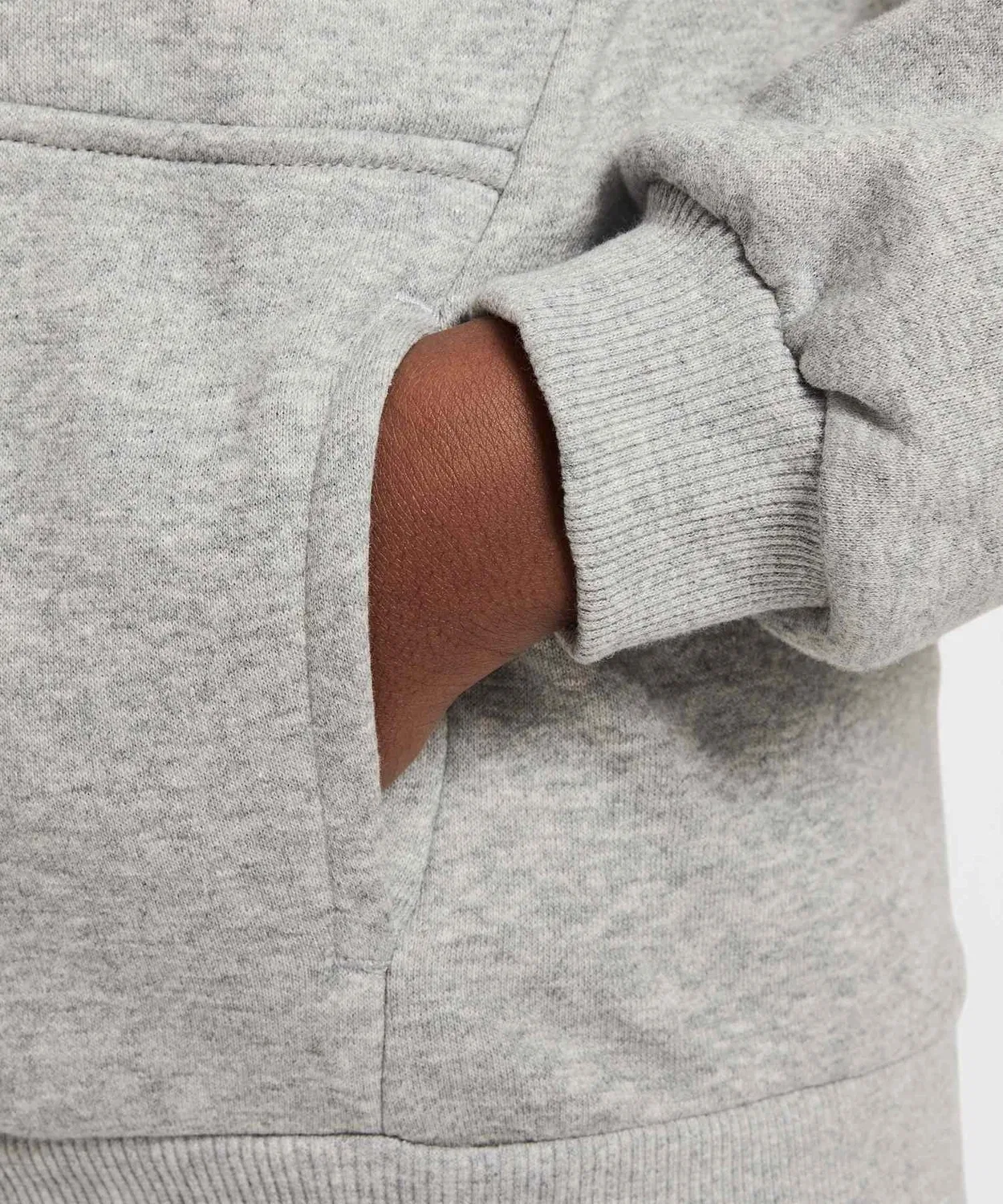 Детская кофта-худи Nike Club Fleece French Terry Full-Zip Hoodie, тёмно-серый меланж — фото 4