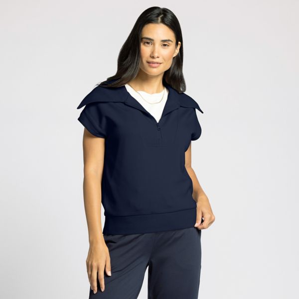 

Женский топ-леторуб с короткими рукавами и полумолнией Thread & Supply, цвет charcoal blue