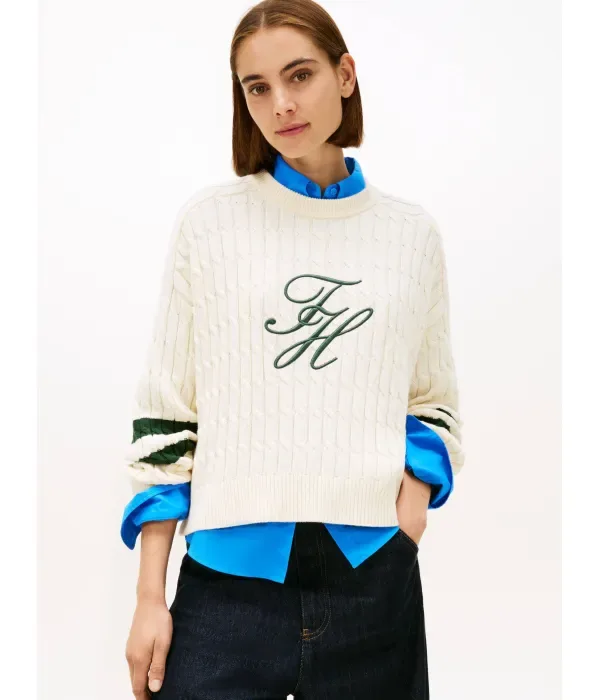 Свитер loose fit Tommy Hilfiger, кремовый