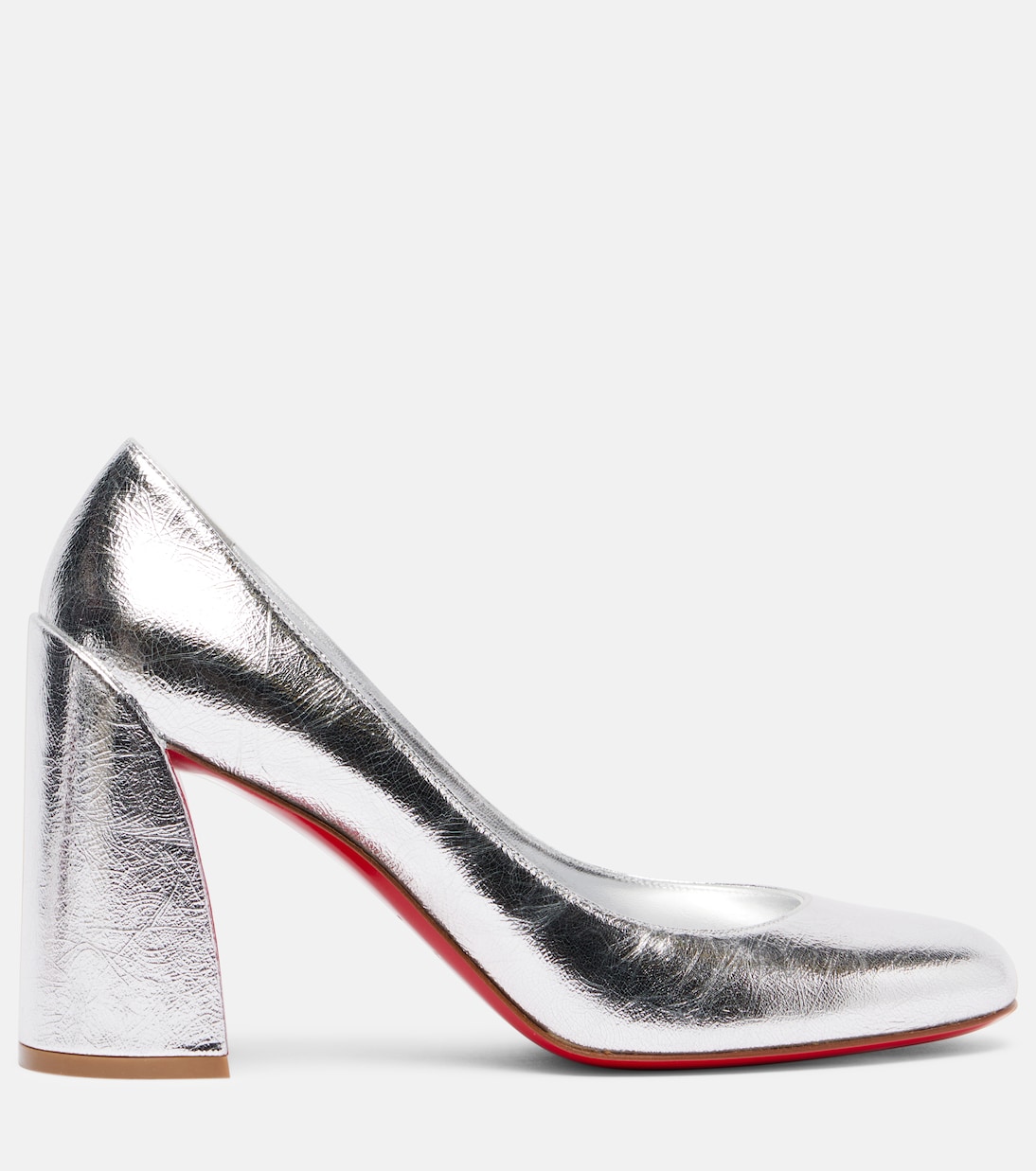 Туфли Miss Sab 85 из металлизированной кожи Christian Louboutin, Silver/Lin Silver — фото 4