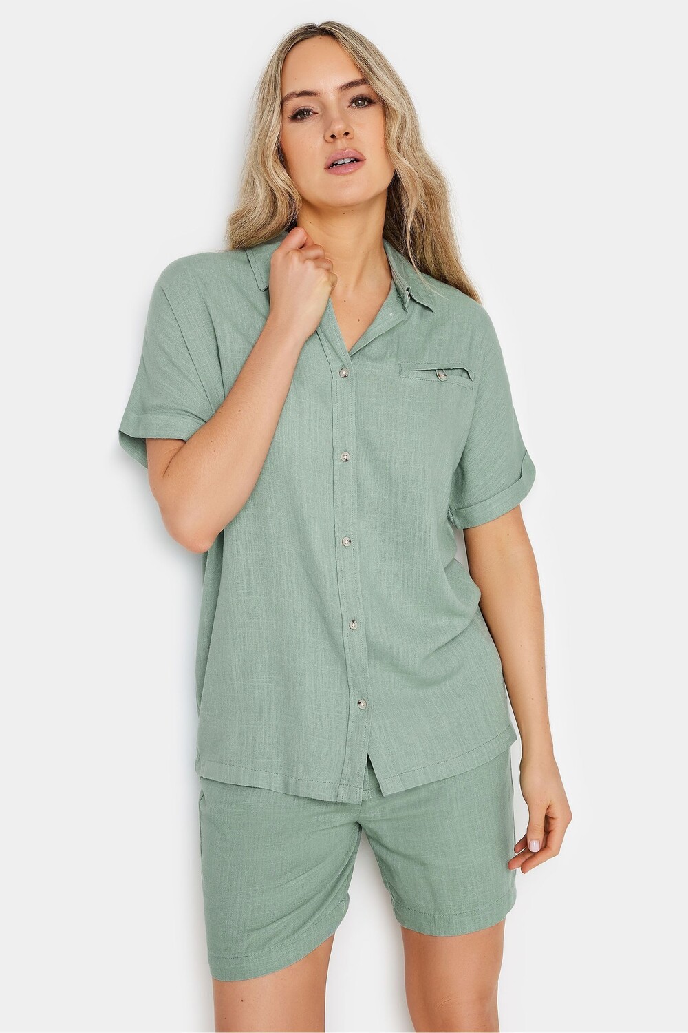 

Льняная рубашка с короткими рукавами Long Tall Sally, зеленый