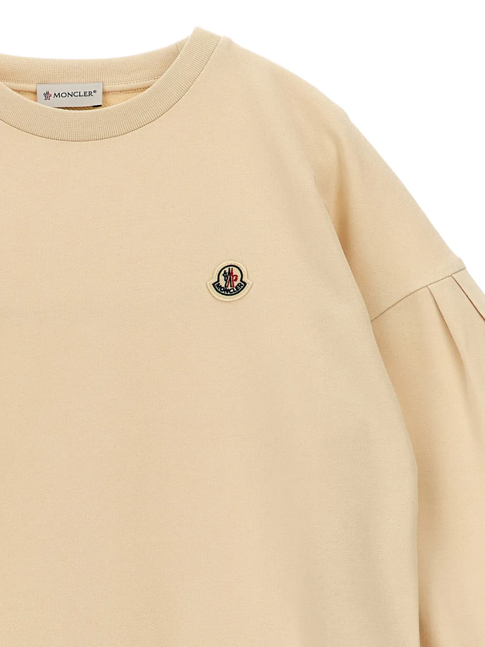 Платье-свитшот с плиссированными рукавами Moncler Enfant, бежевый — фото 3