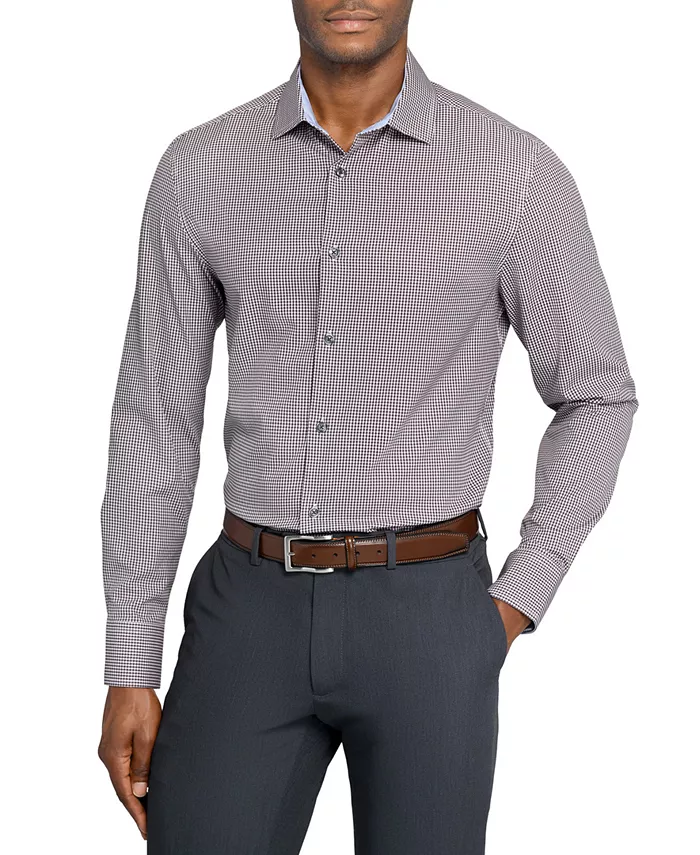 

Мужская рубашка с отложным воротником и клетчатым принтом Construct, серый