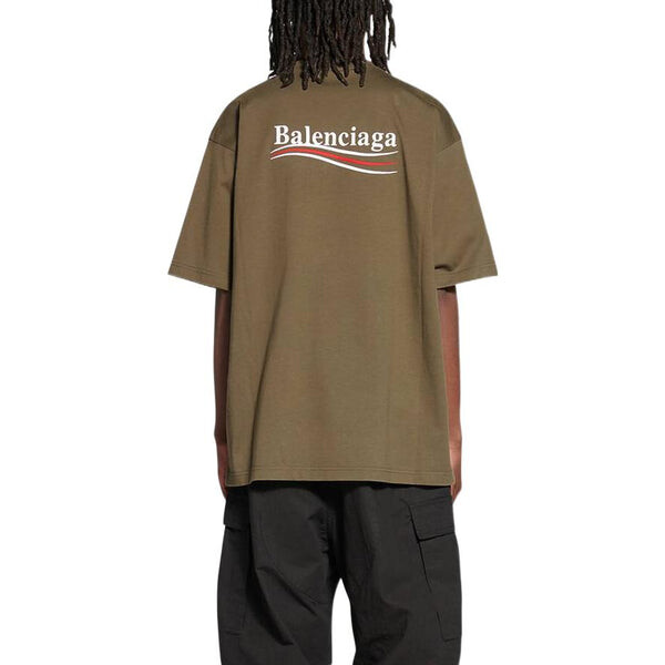 Футболка political campaign t-shirt large fit 'khaki' Balenciaga, хаки — фото 4