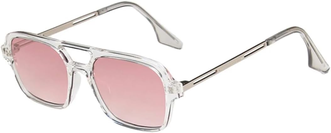 

Ретро-солнцезащитные очки с двойной перемычкой для женщин, модные очки с розовым градиентом, трендовые мужские очки с ажурным леопардовым принтом и синими линзами UUPTTPL, Transparent Pink