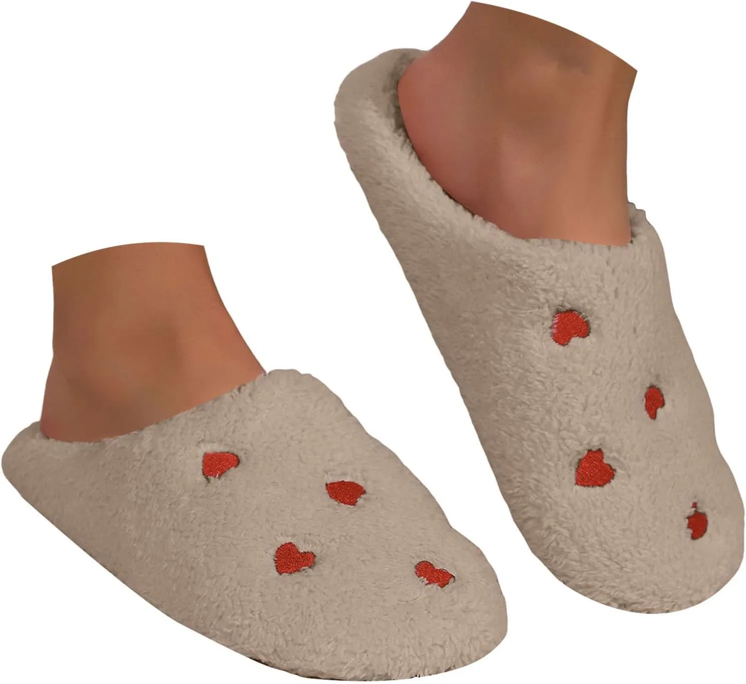 Тапочки с сердечками, Memory Foam, Khaki