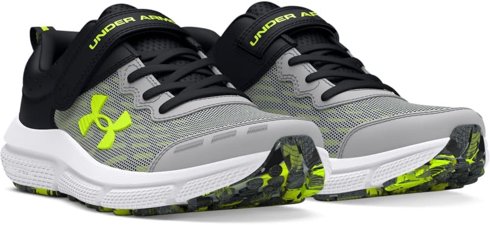 Детские кроссовки Under Armour Assert 10 с альтернативной застежкой, черный/желтый/серый — фото 2