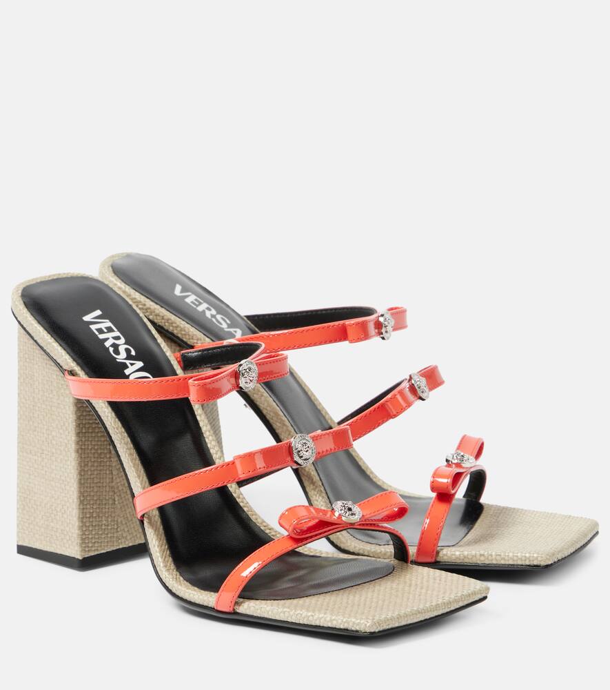 Кожаные сандалии Gianni Ribbon 95 Versace, Coral-Palladium