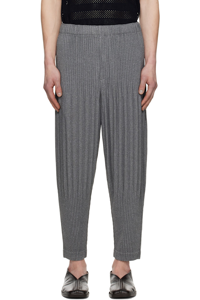 

Брюки с плиссировкой в клетку Homme Plissé Issey Miyake, серый
