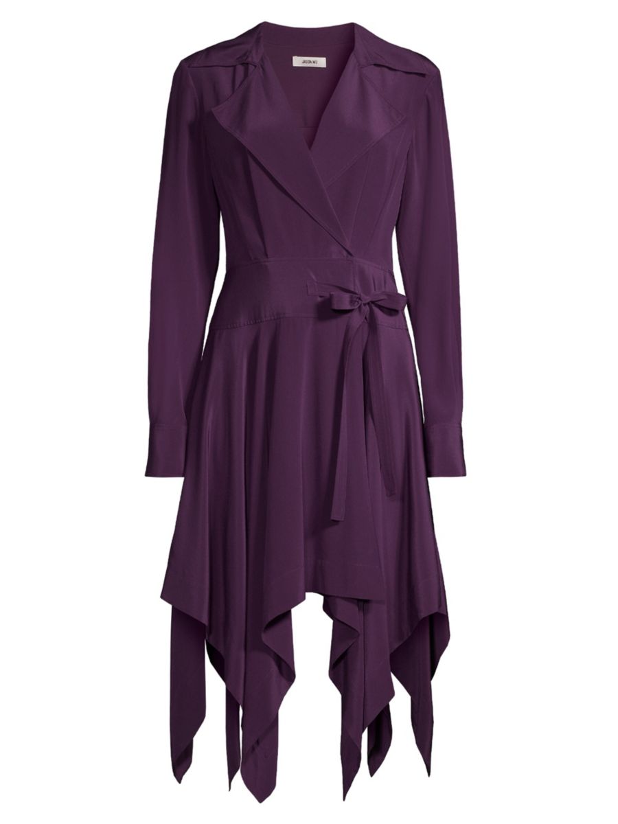 

Шелковое платье-рубашка с подолом в виде платка Jason Wu, цвет Deep Plum