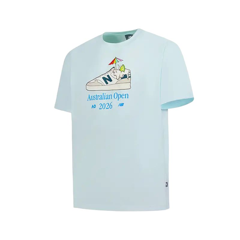 

Теннисный топ Men's FW25 New Balance, светло-синий