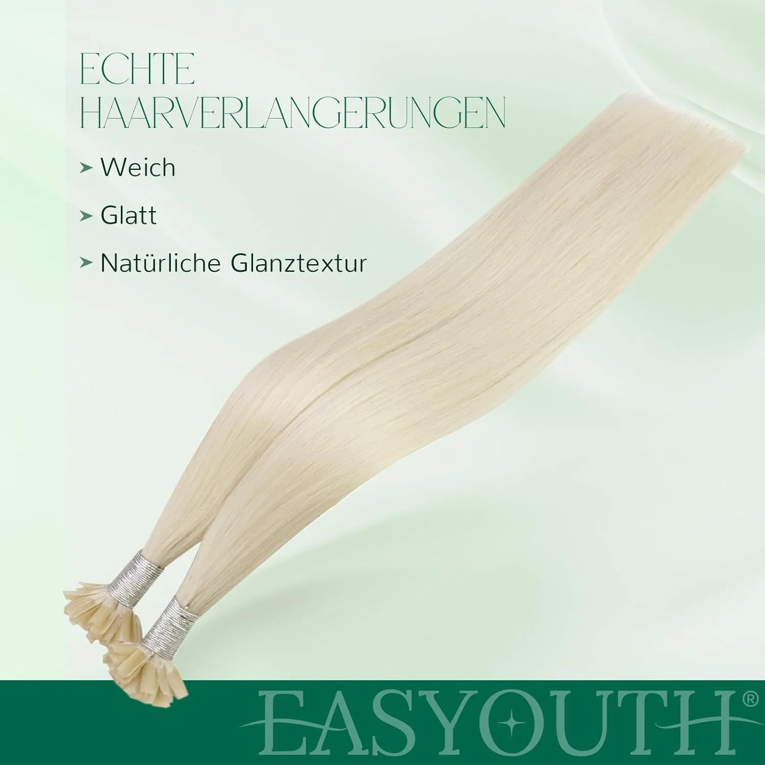Натуральные накладные волосы Easyouth Keratin Bondings, платиновый блонд, 40 см, 50 прядей, 50 г Easyouth — фото 4