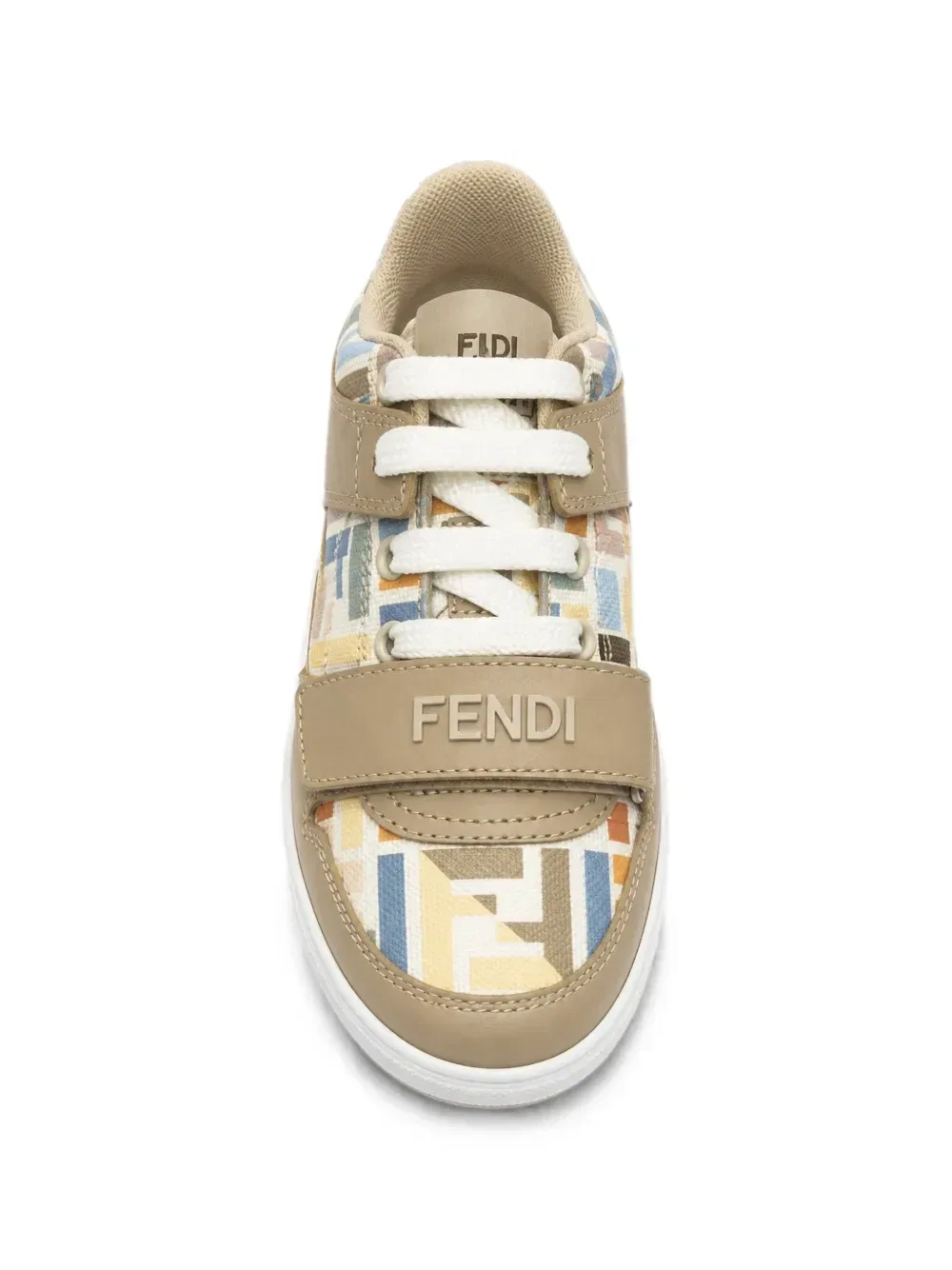 Кроссовки на липучках с принтом FF FENDI KIDS, бежевый — фото 2