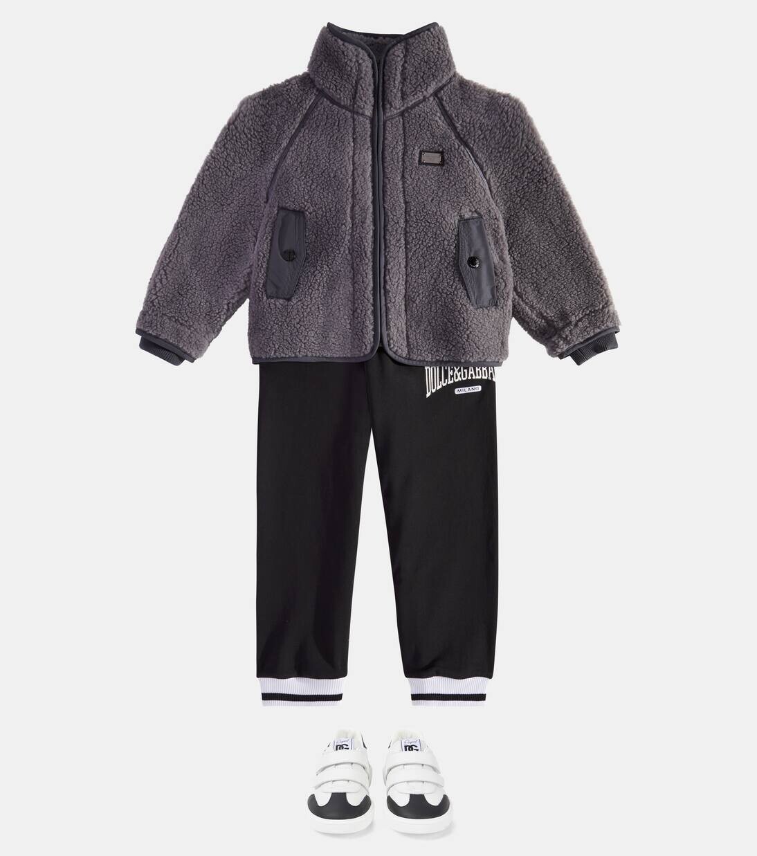 Кроссовки из кожи DG Dolce&Gabbana Kids, цвет bianco/nero — фото 2