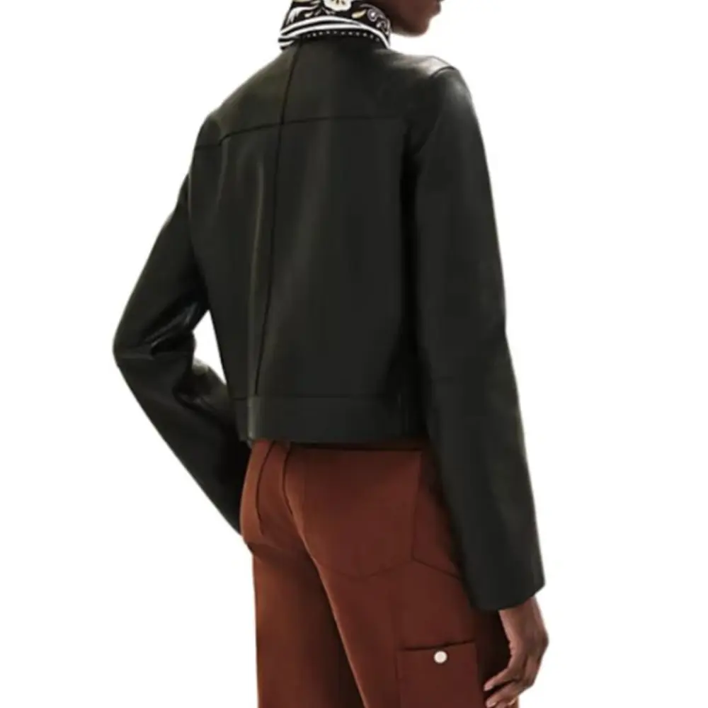 HERMES Кожаная куртка женская черная, Black — фото 4