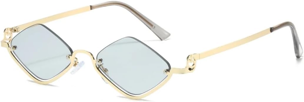 

Роскошные металлические солнцезащитные очки в полуободковой оправе с бриллиантами для женщин и мужчин в стиле ретро с защитой от УФ-излучения UV400 TYUVIVO, Golden Grey