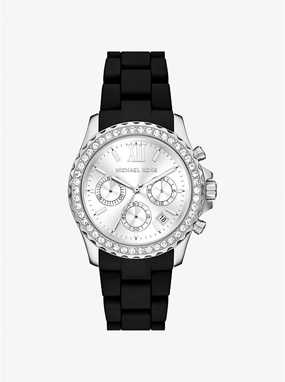 

Крупные часы everest pavé серебристого тона Michael Kors, черный