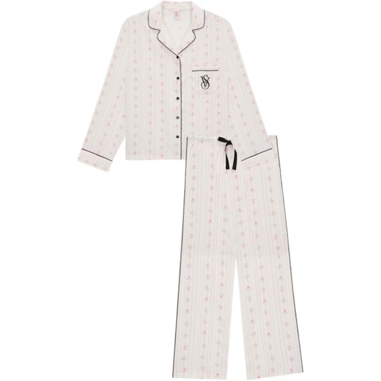 

Пижамный комплект плотная текстура легкий драпированный женский нежные примятые цветы Victoria's Secret, светло-розовый