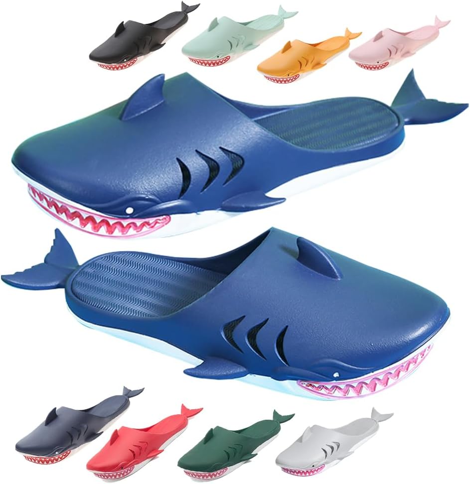 

Тапочки Hauioe Fish Slippers унисекс с акулами, сандалии-шлепанцы с рыбками, забавные для пляжной вечеринки, для мужчин и женщин, синий