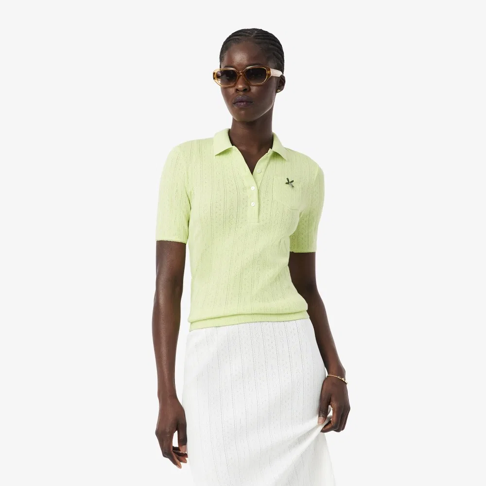 Поло-рубашка Lacoste Pointelle Ribbon Croc, светло-зелёная