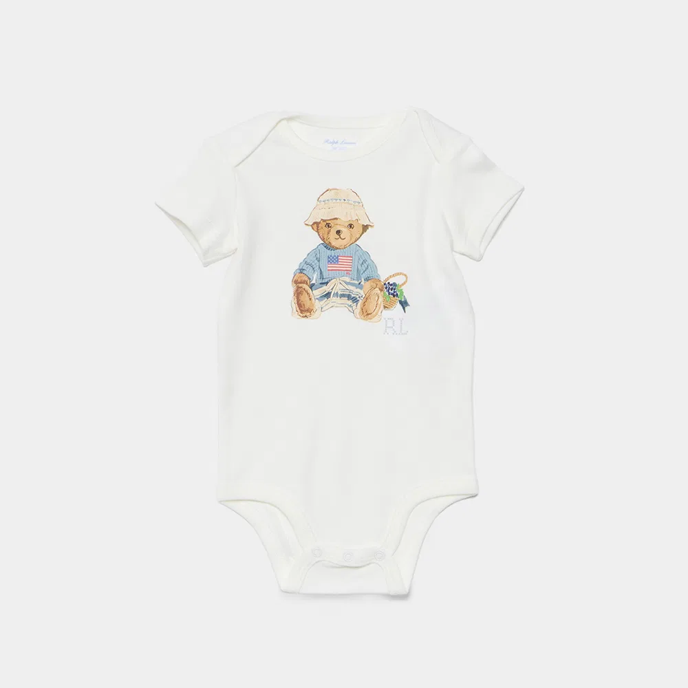 Детский хлопковый боди с мишкой Polo, 2 шт., розовый, от Polo Ralph Lauren Children — фото 2