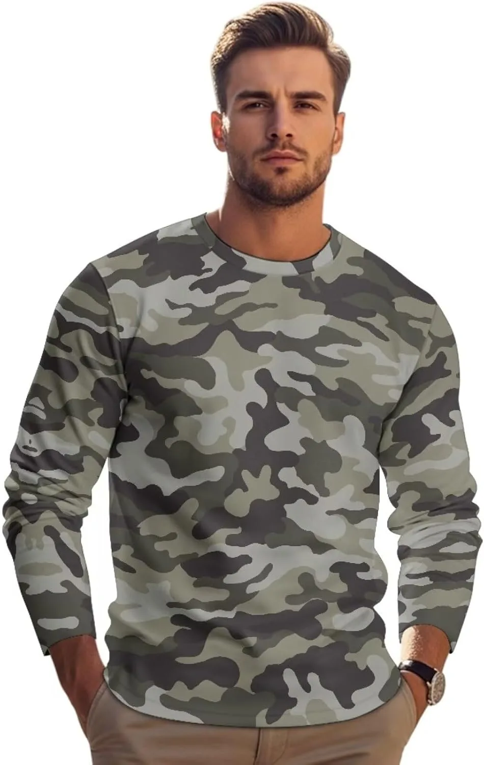 

Мужская футболка с длинным рукавом и круглым вырезом AFPANQZ