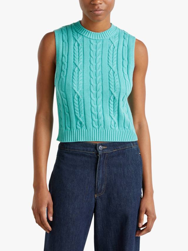 

Майка из кабельного трикотажа Benetton, цвет Teal Green