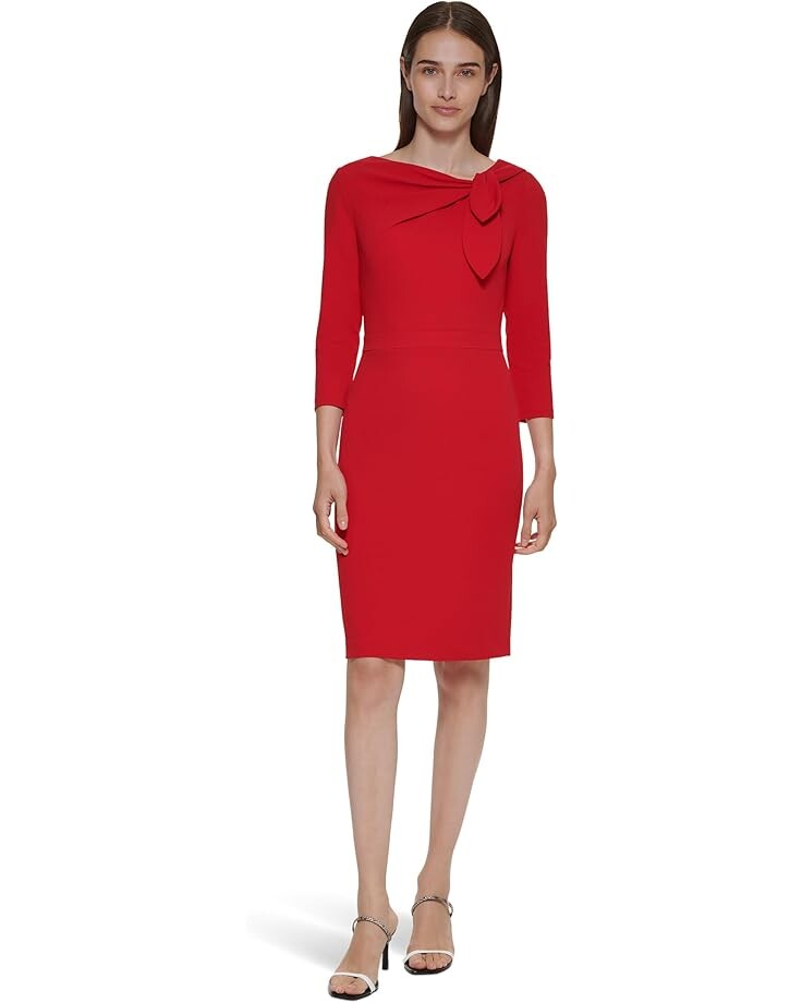 

Платье Calvin Klein Bow Neck Sheath, красный