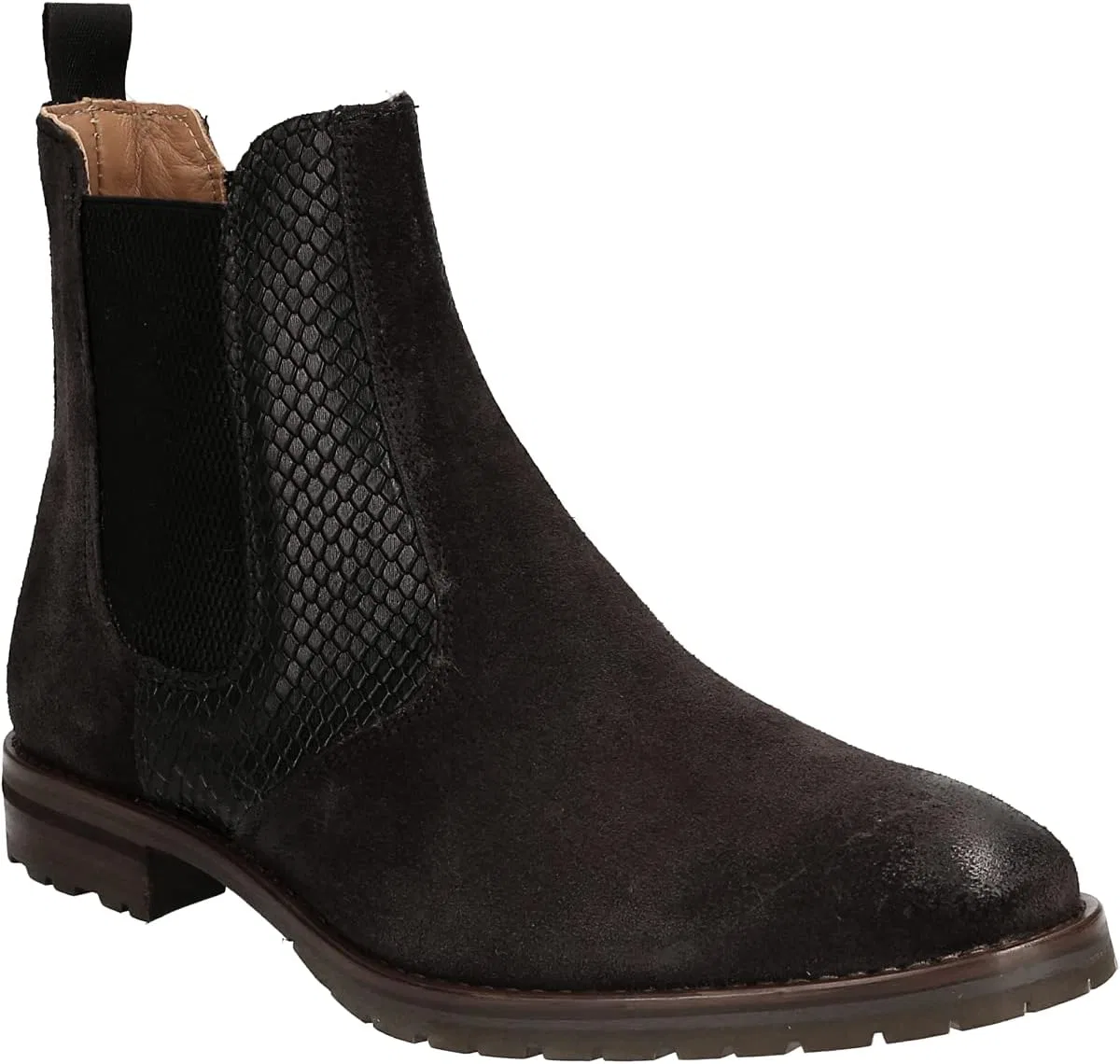 Lüke Schuhe 3185B Черные мужские замшевые ботильоны