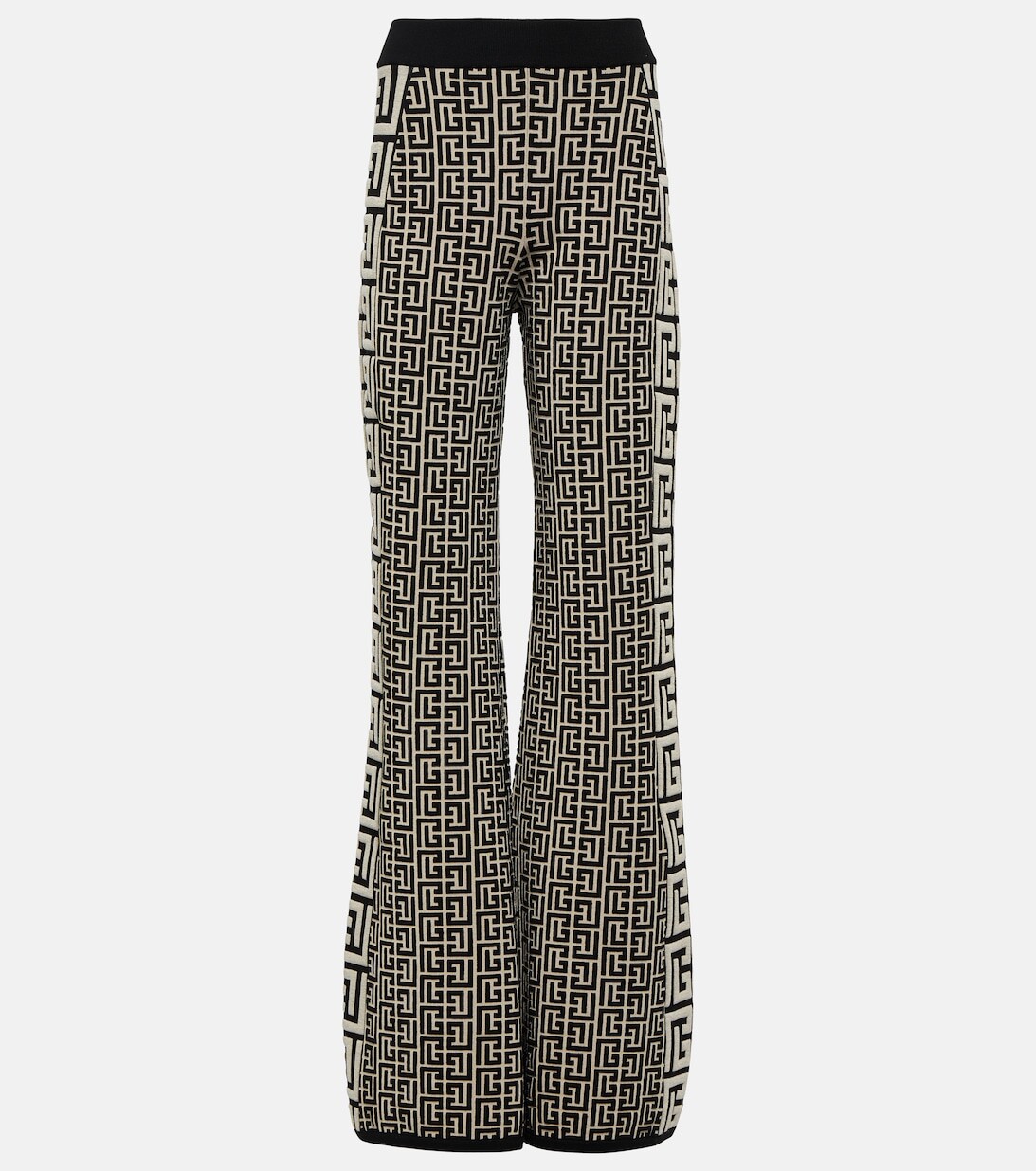 

Расклешенные брюки с монограммой из смесовой шерсти BALMAIN, черный