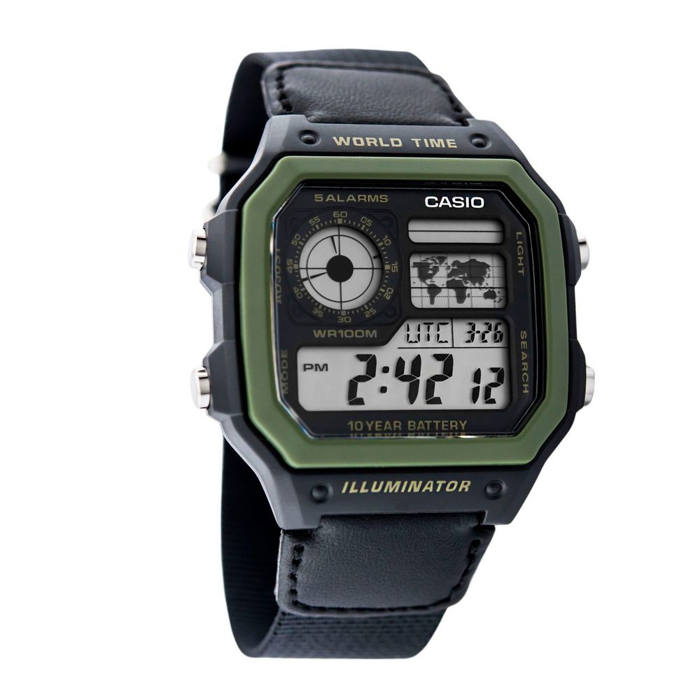

Часы из черной ткани Casio
