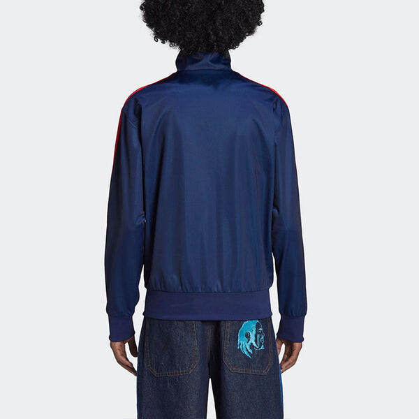 Куртка Men's adidas originals x Kerwin Frost Crossover Cartoon Printing Stripe Stand Collar logo Sports Jacket Blue, синий — фото 4