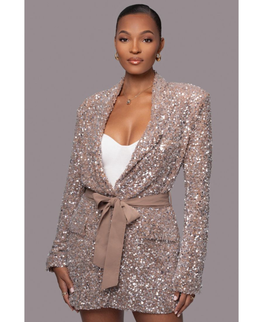 

Женский блейзер оверсайз с пайетками JLUXLABEL, Beige