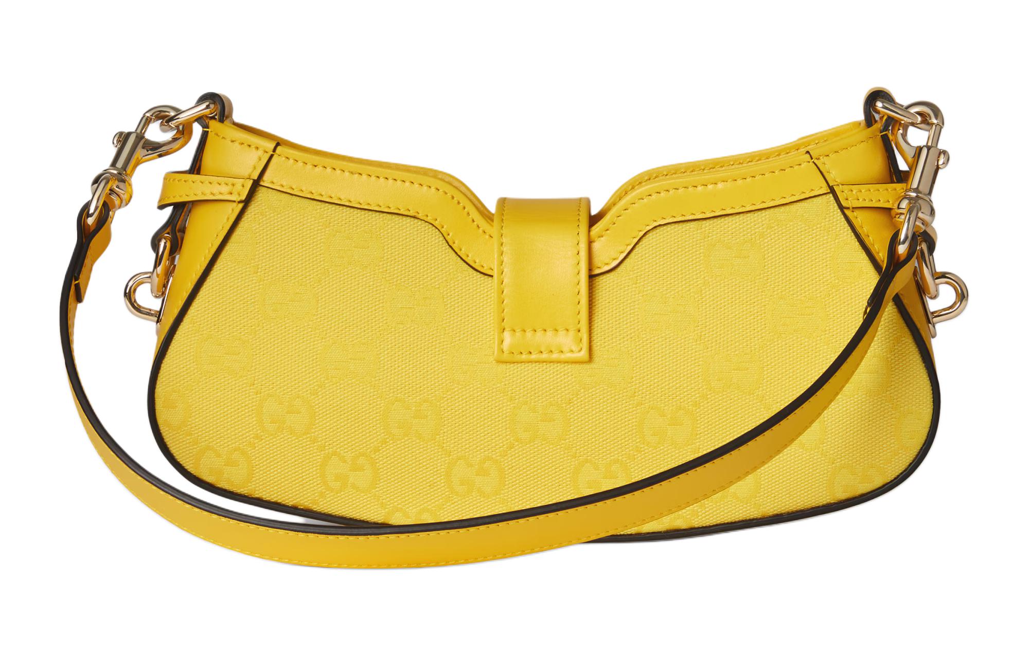 Сумка через плечо GUCCI из канваса с кожаными деталями, желтая — фото 4