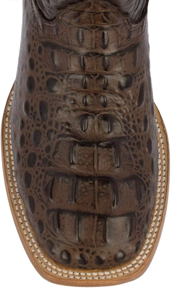 

Мужские коричневые вестерн-сапоги Texas Legacy с квадратным носком и кожаным крокодиловым принтом, коричневый