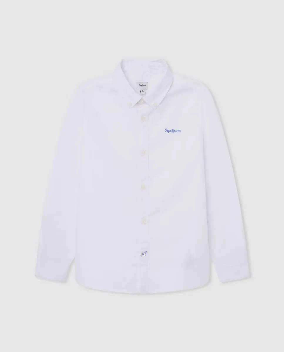 

Оксфордская рубашка с логотипом для мальчиков Pepe Jeans, белый