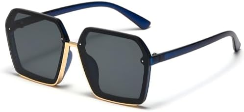 

Мужские солнцезащитные очки Polygon Square для женщин, модные солнцезащитные очки большого размера в стиле ретро, ​​унисекс, с защитой от УФ-излучения UV400 MTZJH, Blue Grey