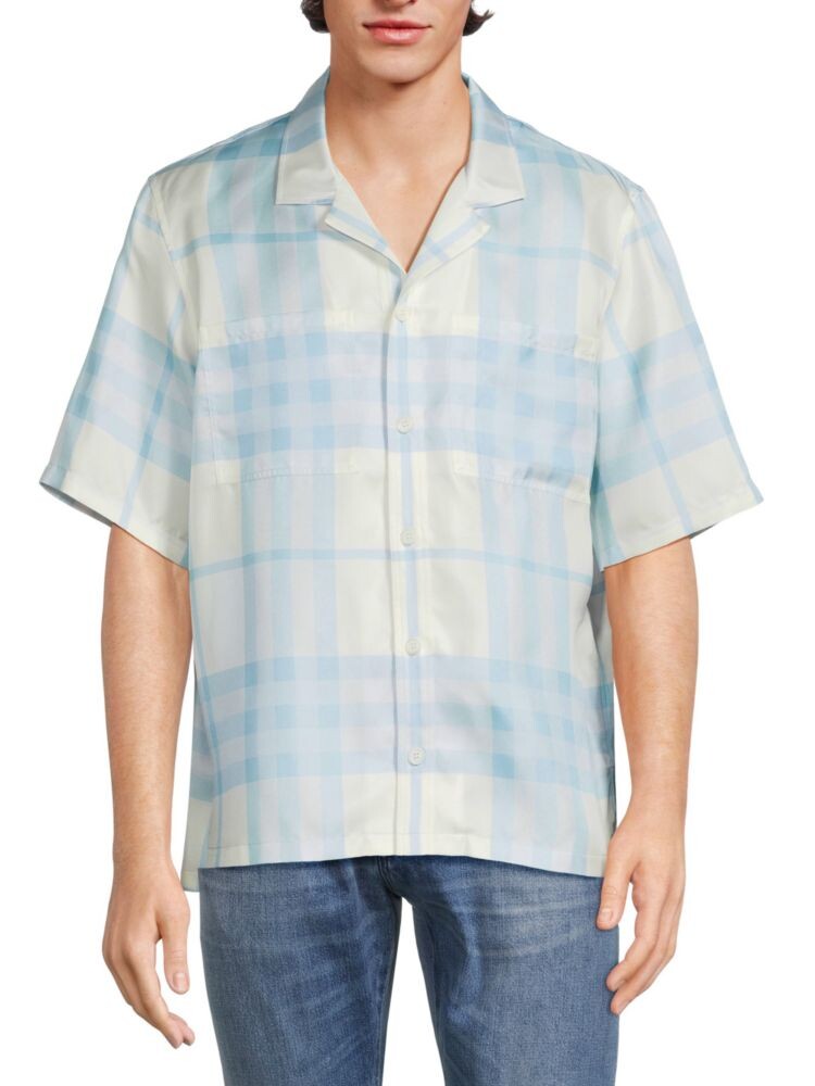

Шелковая рубашка в клетку Burberry, цвет Sky Blue
