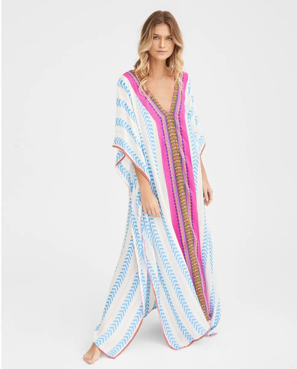 

Кафтан с этническим принтом Pitusa, синий