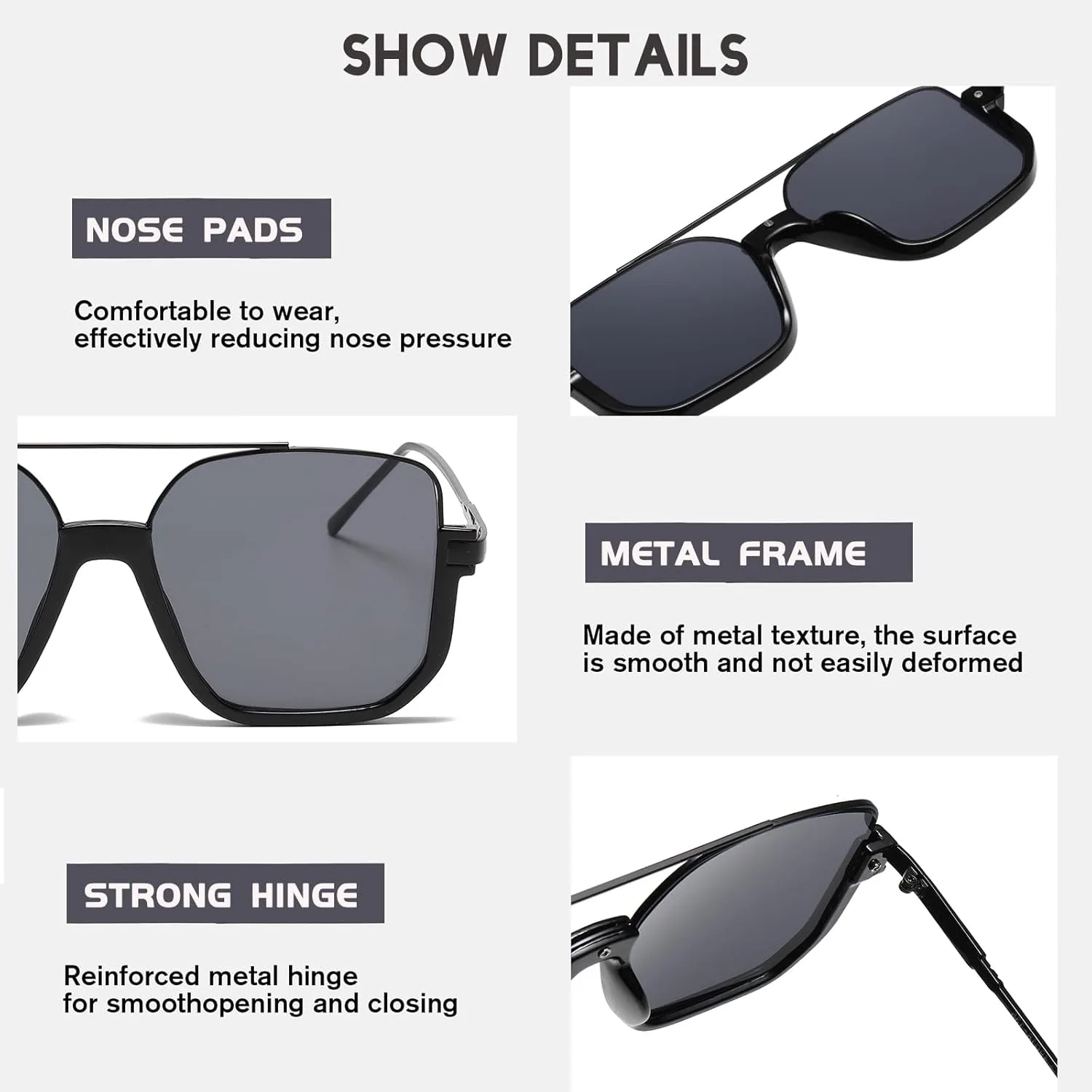 

Винтажные квадратные солнцезащитные очки-авиаторы большого размера для женщин и мужчин, полуободковые, в стиле 70-х. Стильные и модные FLJMRAVER, A8* Silver / Yellow