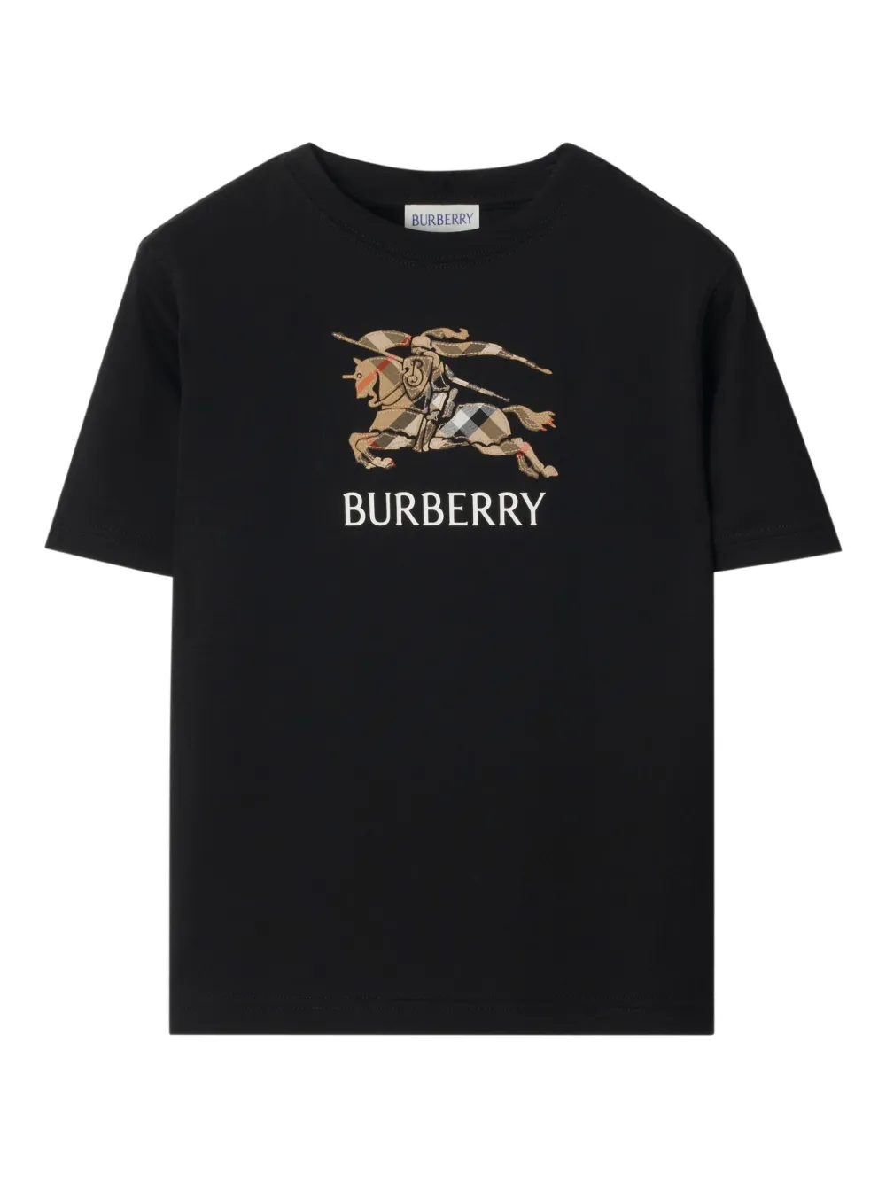 

Хлопковая футболка в клетку с мотивом "Всадник-рыцарь" Burberry Kids, черный
