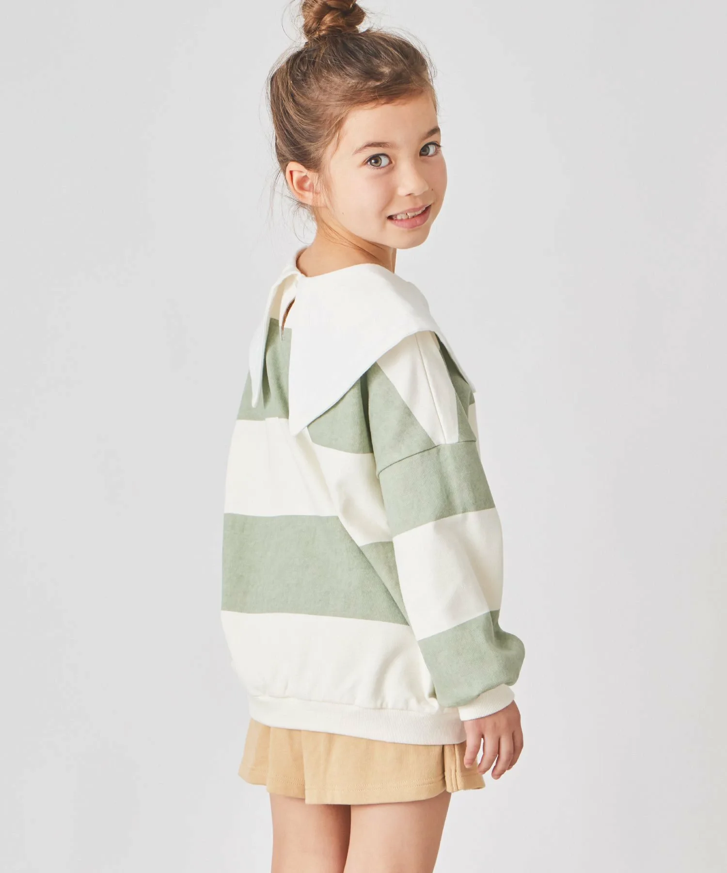 Полосатая блузка с матросским воротником Ever Closet, green — фото 2